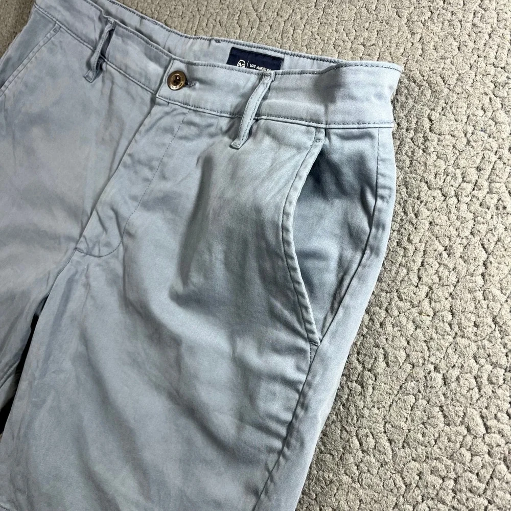 AG Adriano Goldschmied Wanderer Shorts Mens 34 Light Blue Grey Stretch Chino